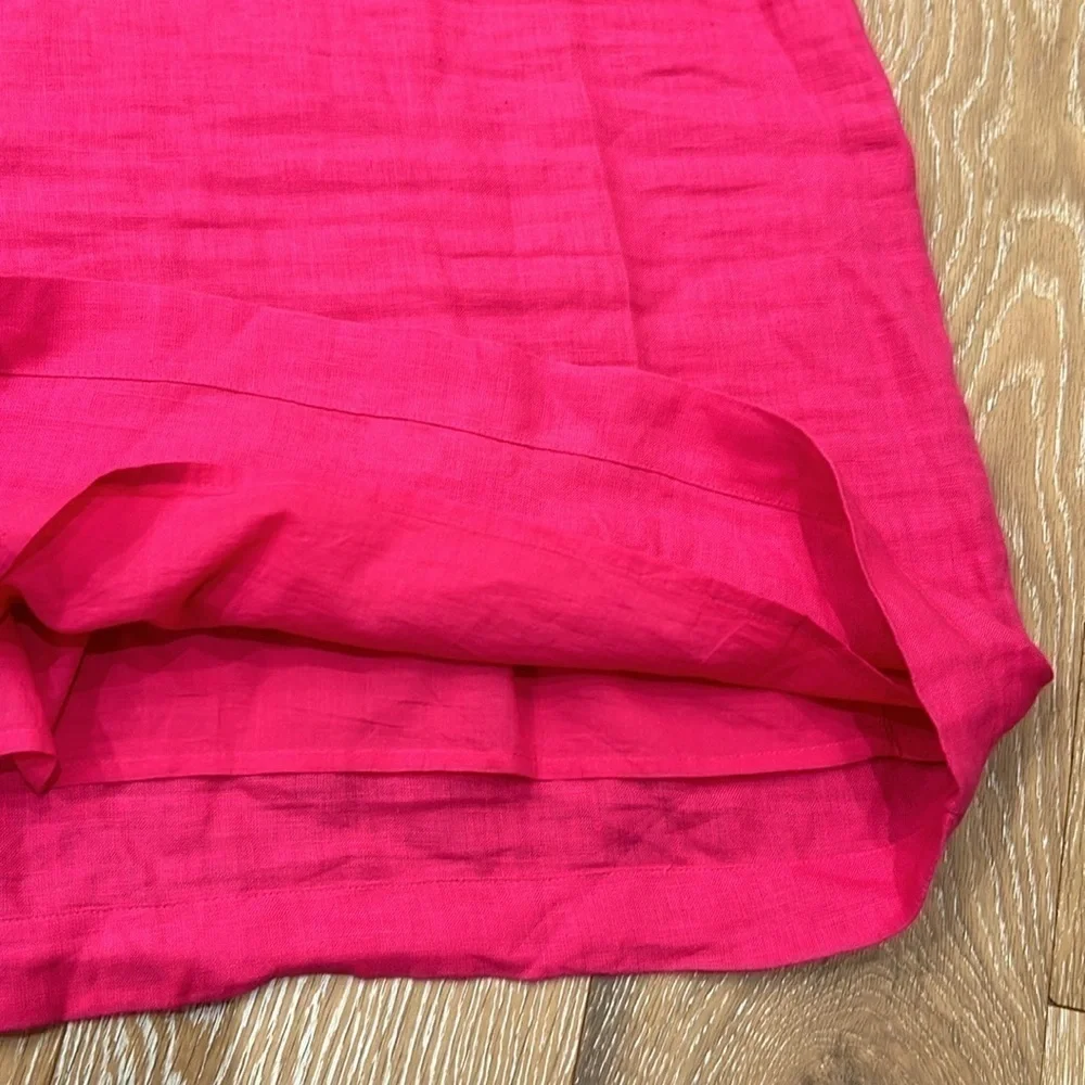 J.Crew Linen One Shoulder Hot Pink Dress